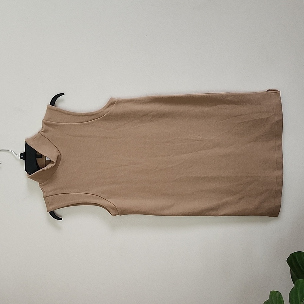 & Other Stories camel mock neck sleeveless mini dress cotton stretch womens XS